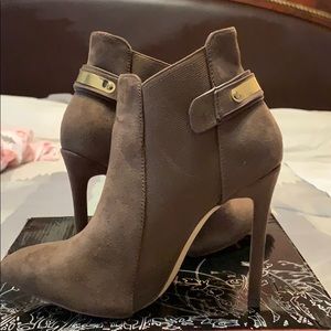 Taupe suede booties